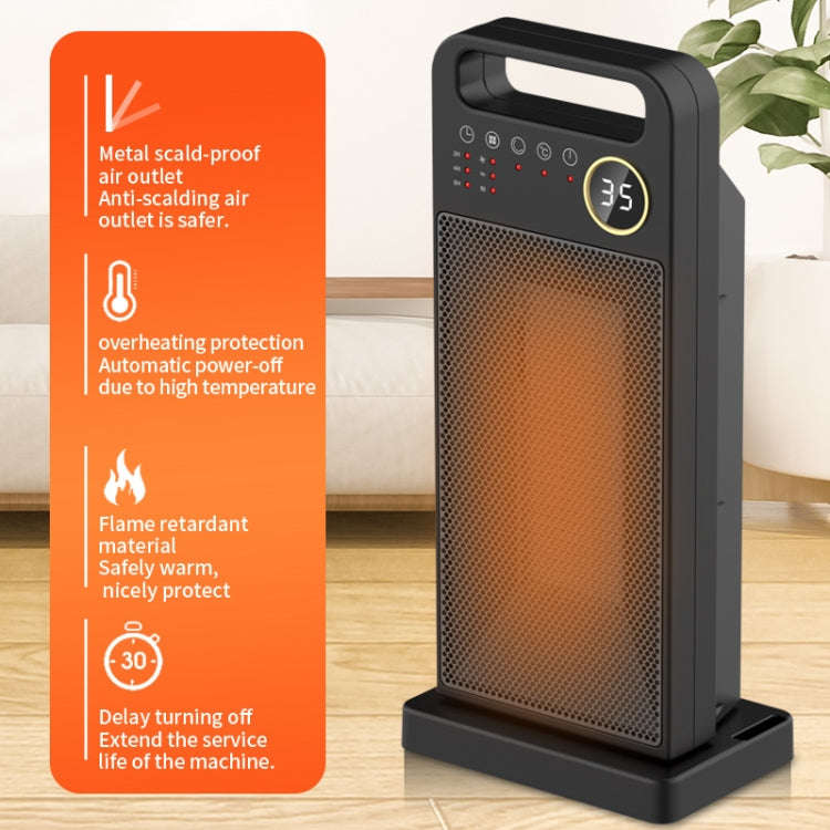 LCD Digital Display Rotary Remote Control Heater PTC Ceramic Heating Heater, Spec: UK Plug (Black)