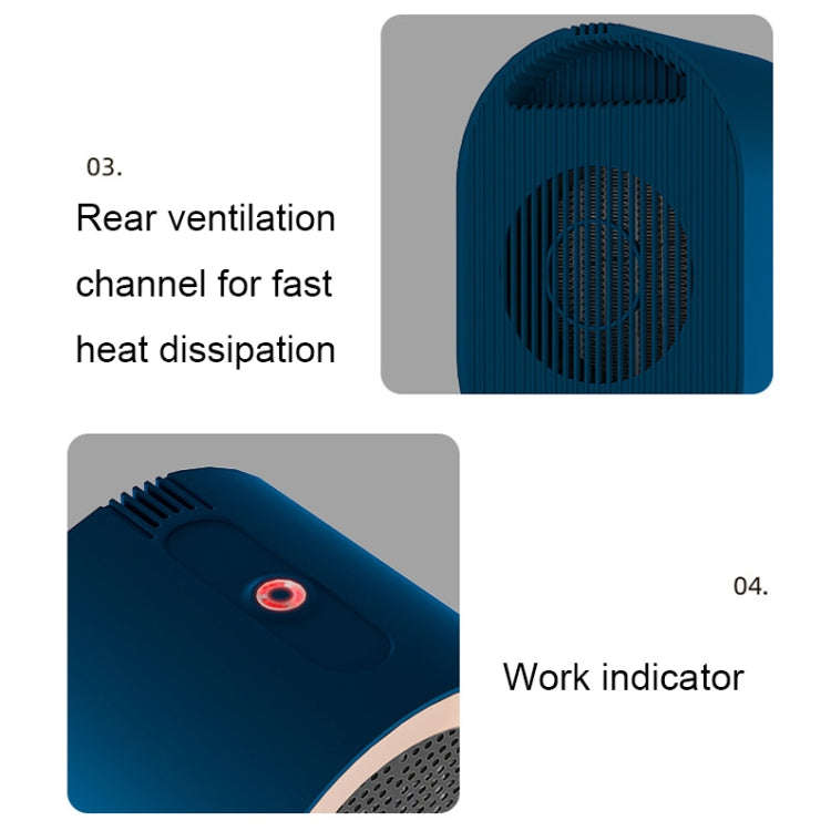 XH-1201 Winter Desktop Small Heater Quiet Fast Heat PTC Electric Heater, CN Plug(Blue)