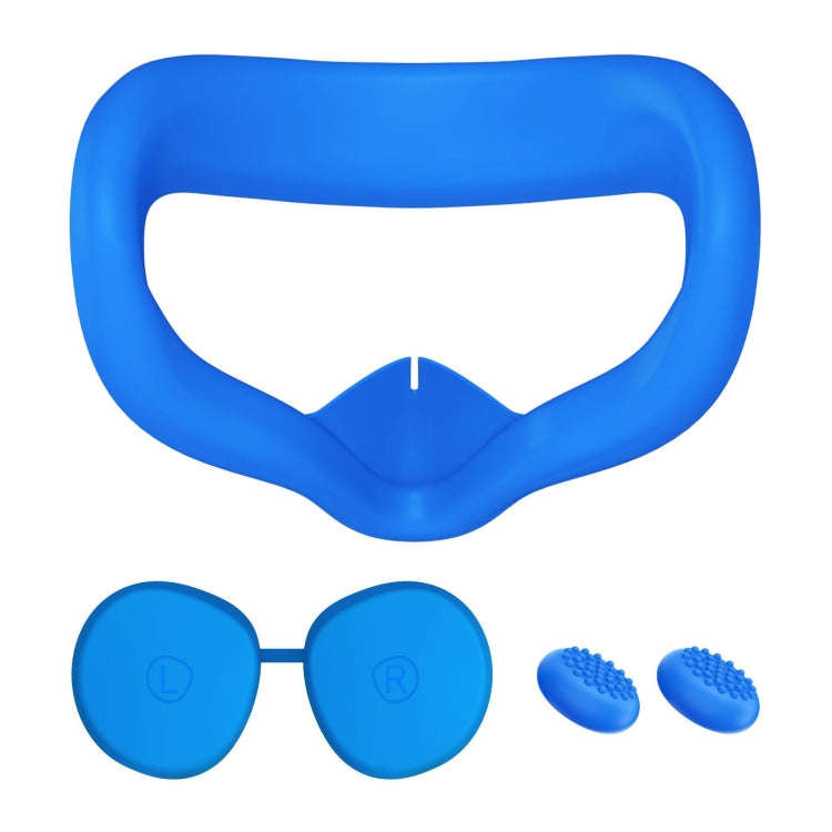 VR Silicone Eye Mask+Lens Protective Cover+Joystick Hat, For Meta Quest 2(Blue)