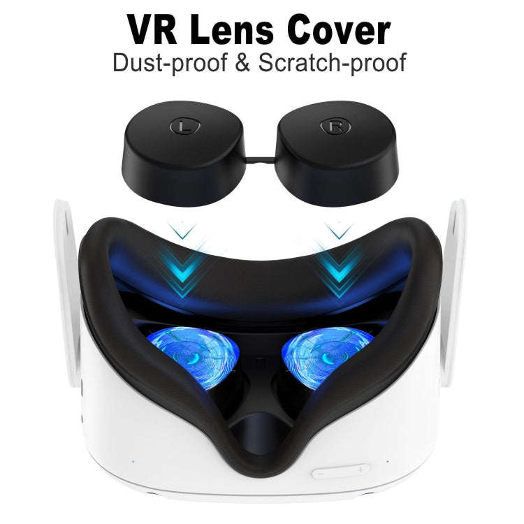 VR Silicone Eye Mask+Lens Protective Cover+Joystick Hat, For Meta Quest 2(Blue)