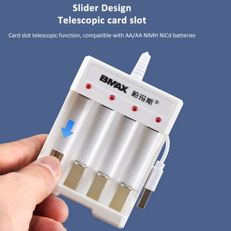 4 PCS BMAX B-04 AAA/AA 1.2V Battery 4 Slot USB Charger(English Boxed)