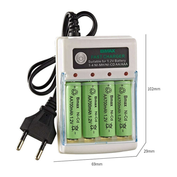 BMAX 4 Slot Independent AA/AAA Battery Charging Seat(EU Plug)