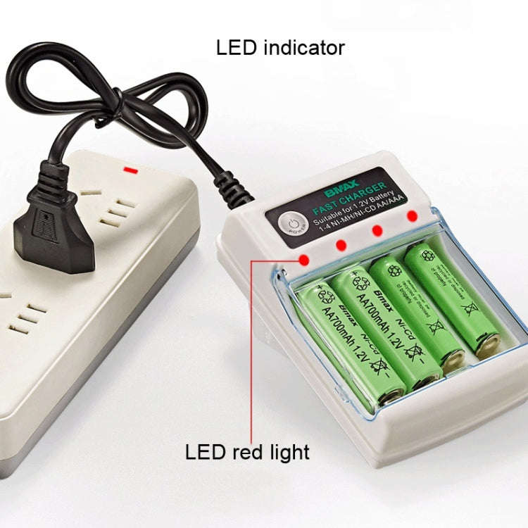 BMAX 4 Slot Independent AA/AAA Battery Charging Seat(EU Plug)