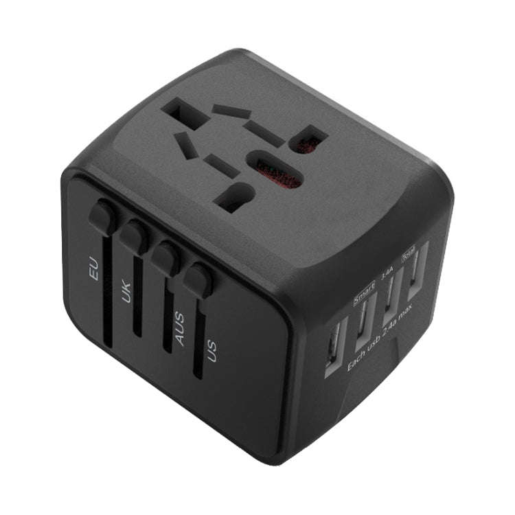 BMAX 199-04U Travel Multifunctional USB Converter 4 USB Universal Socket(Black)
