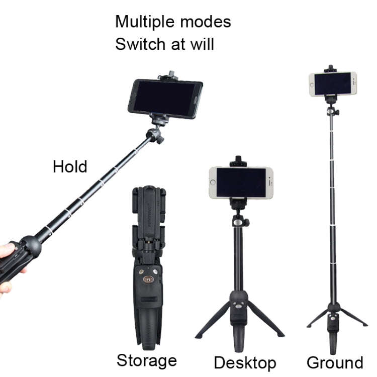 YUNTENG 9928N Mobile Phone Selfie Rod Tripod With Bluetooth Remote Control(23-120cm Black)