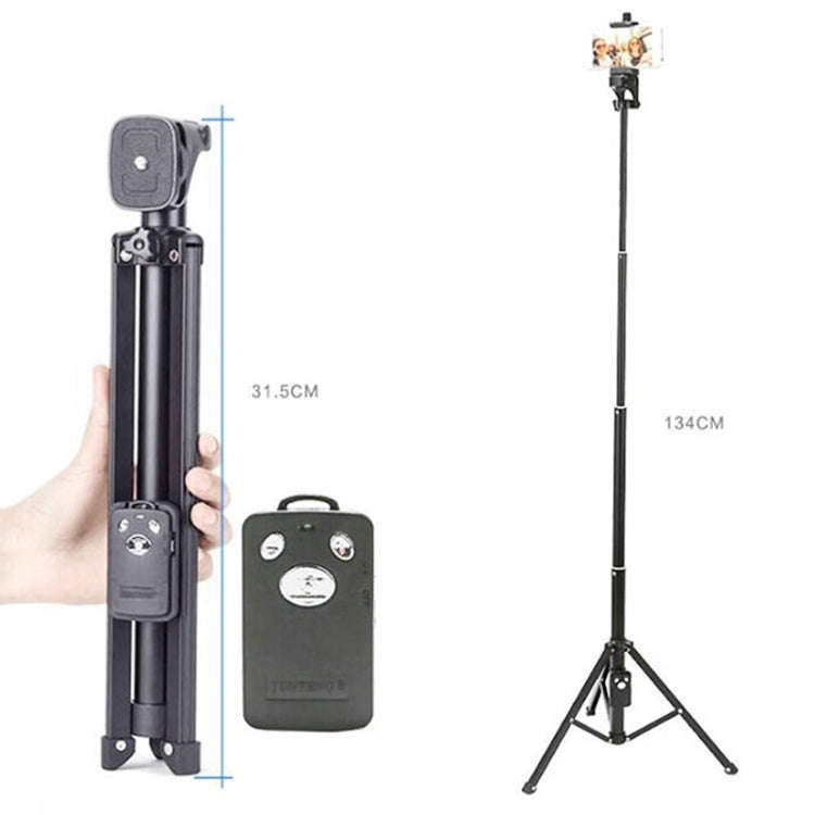 YUNTENG 1388 Selfie Stick Tripod Bluetooth Remote Control Camera Stand(Black)