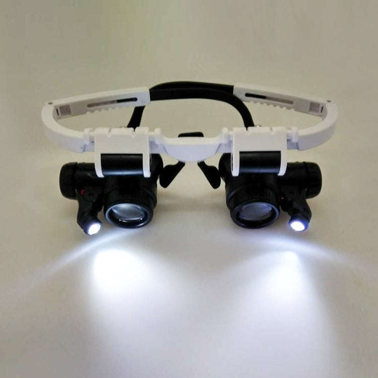 9892H-1  8x / 15x / 23x  2LED Head-mounted Magnifier Watch Repair Glasses Type Magnifier