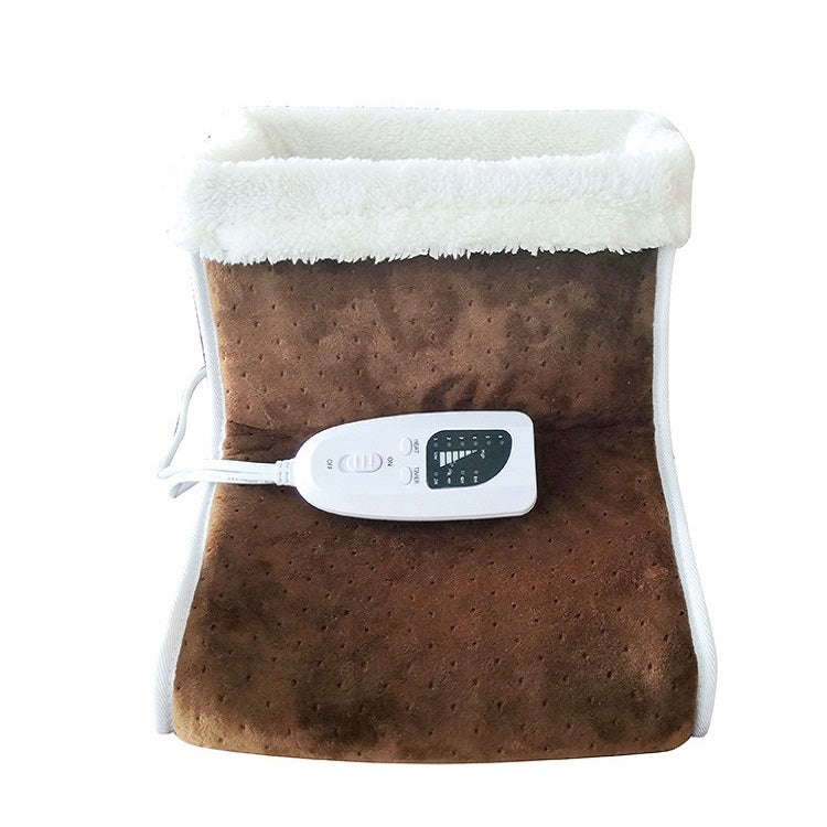 Plug-in High-top Electric Foot Warmer Heated Foot Warmer Boots US Plug 120V(Brown)