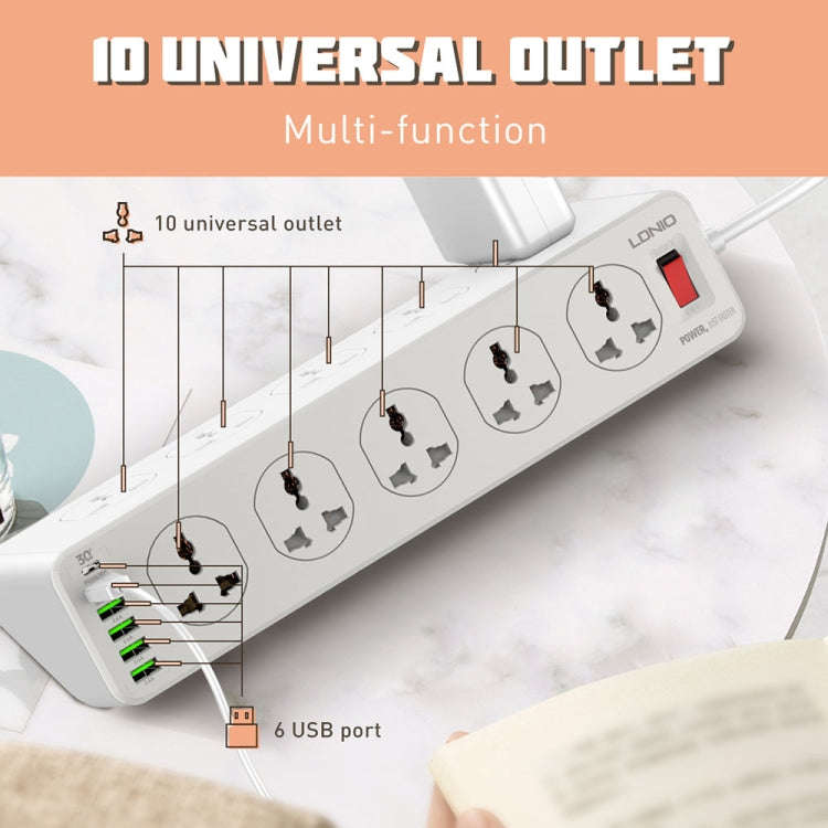 LDNIO SC10610 30W 10+6 Ports Multifunctional Travel Home Office Fast Charging Socket, Spec: EU Plug
