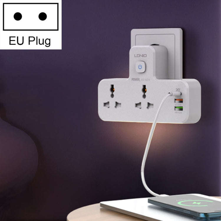 LDNIO SC2311 20W PD+QC 3.0 Multifunctional Home Fast Charging Socket with Night Light, Spec: EU Plug