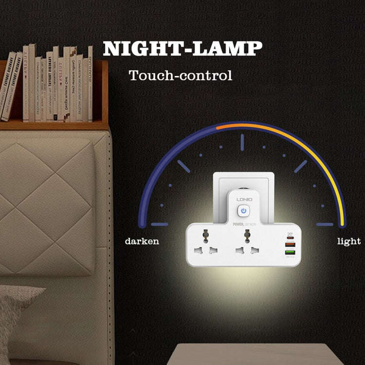 LDNIO SC2311 20W PD+QC 3.0 Multifunctional Home Fast Charging Socket with Night Light, Spec: EU Plug