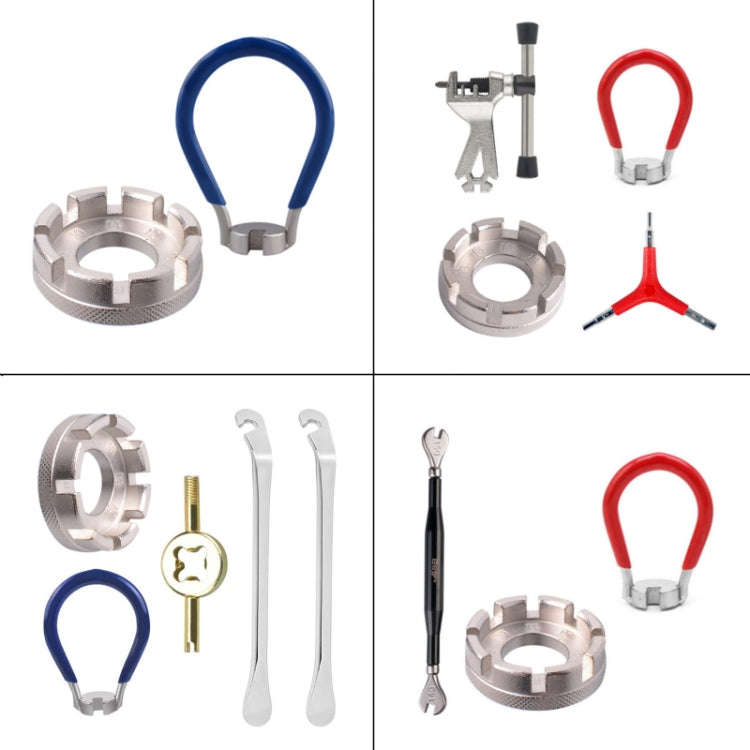 Silver 8 Port+Spoke Wrench Chrome Molybdenum Steel Mountain Bike Spoke Wrench Set