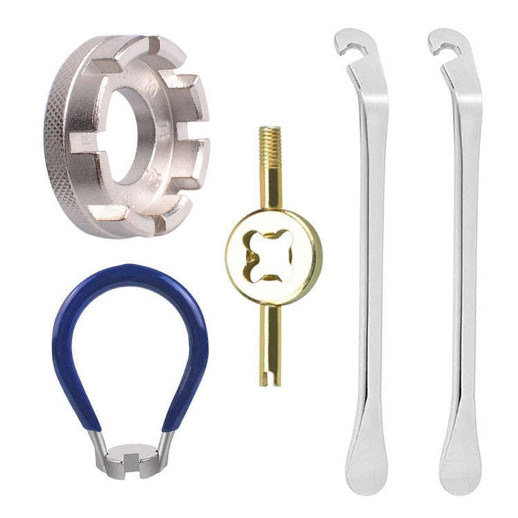Wrench+Spoke Wrench+Valve Core Lock+2 Tire Lever Chrome Molybdenum Steel Mountain Bike Spoke Wren...
