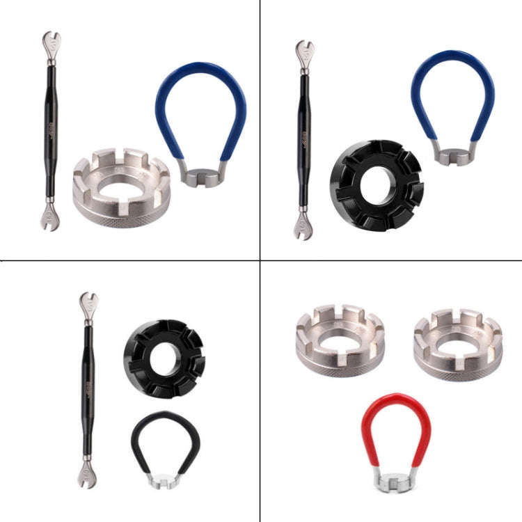 Spoke Wrench+Black 8 Port+Wrench Chrome Molybdenum Steel Mountain Bike Spoke Wrench Set