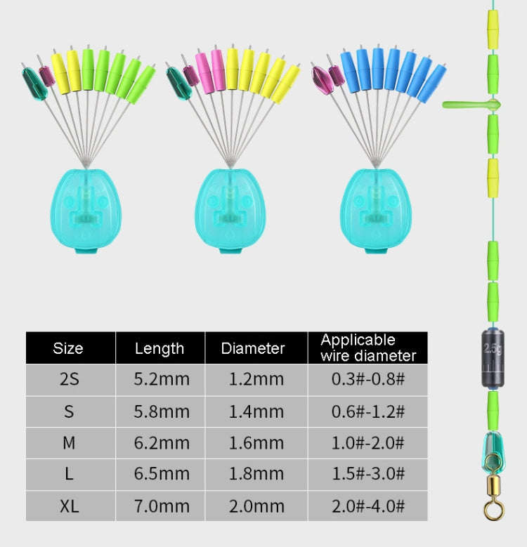 50pcs Drum Type Space Bean Fishing Gear Supplies for Fishing Rods, Size: XS(7+2 Blue)