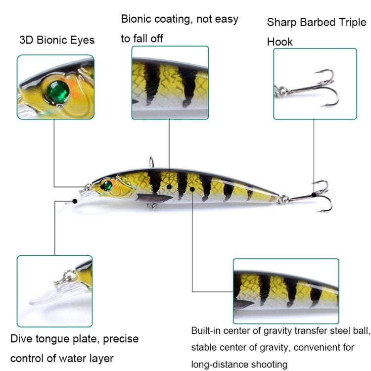 LB106 11cm/11.5g Lure Painted Bionic Fishing Bait Plastic Hard Bait, Color: 13