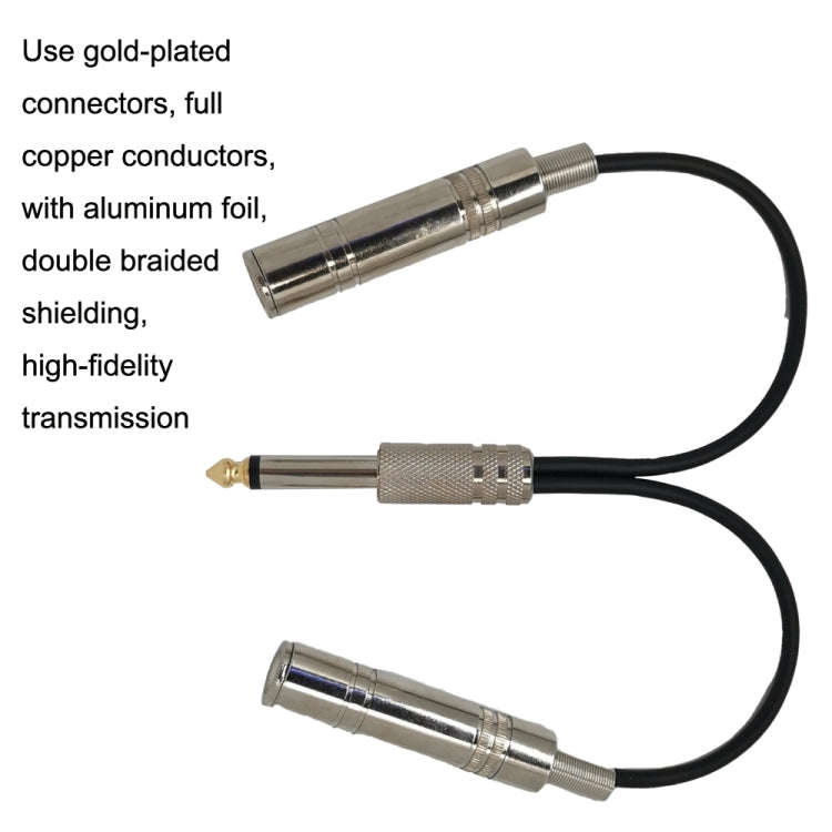 6.35mm Male To 2 Female Dual Channel Noise Reduction Shielded Bass Electric Guitar Cable Musical ...
