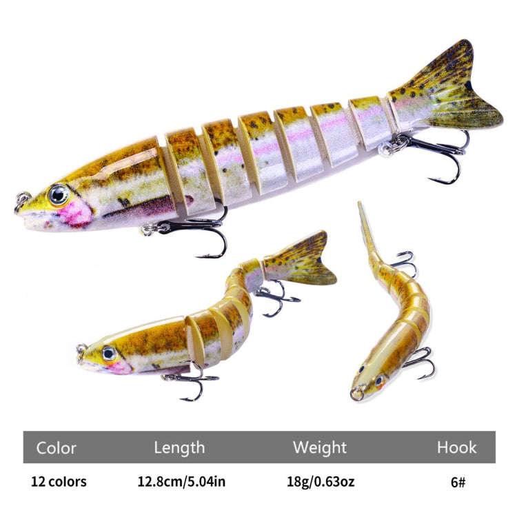 HENGJIA JM064 Multi-section Fish Minnow Bionic Fake Lures Sea Fishing Sinking Lures, Size: 12.8cm...