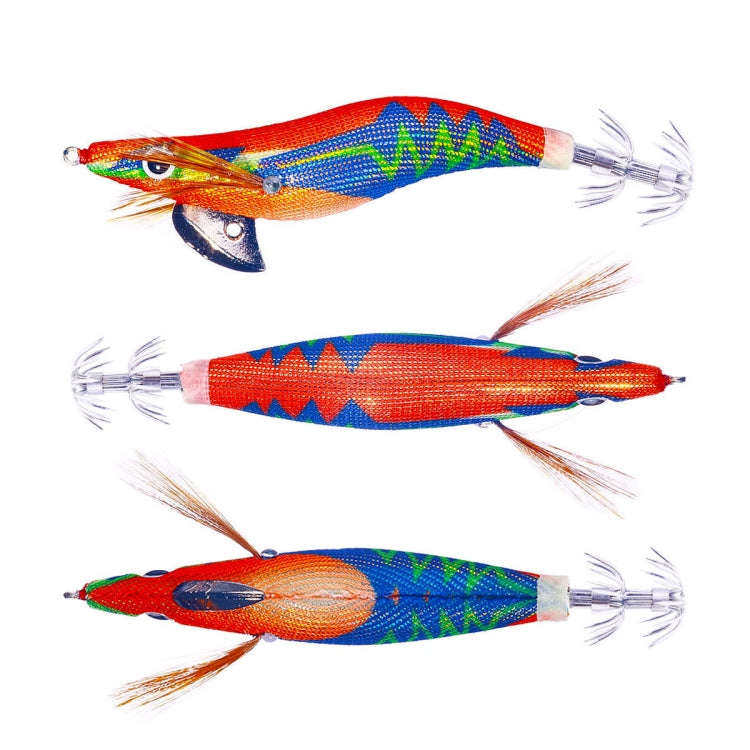 HENGJIA SJ037 Luminous Electroplated Flash Wooden Shrimp Squid Lures(Orange)