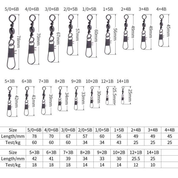 HENGJIA SS007 50pcs/bag B-pin Connector 8 Shape Swivel Loop Accessories, Specification: 4/0+6B (7...
