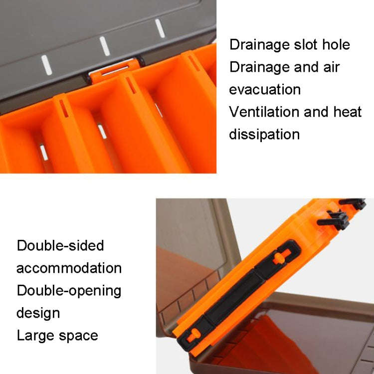 HB327 14 Grids Double Side Luya Tool Box Translucent Bait Organizer(Orange)