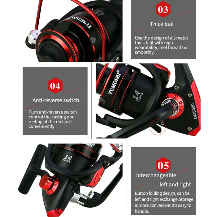 YUMOSHI DM5000 Metal Head Spinning Fishing Reel