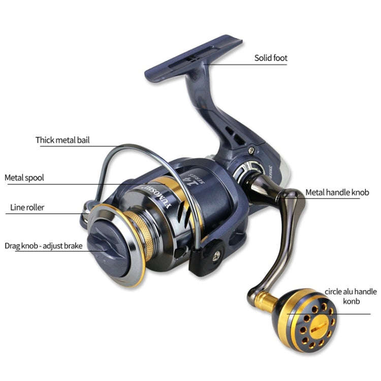 YUMOSHI KS5000 Spinning Fishing Reel Metal Rocker Metal Cup Reel