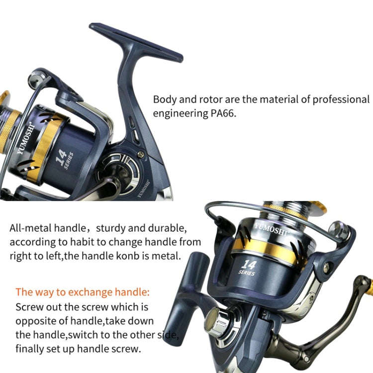 YUMOSHI KS5000 Spinning Fishing Reel Metal Rocker Metal Cup Reel