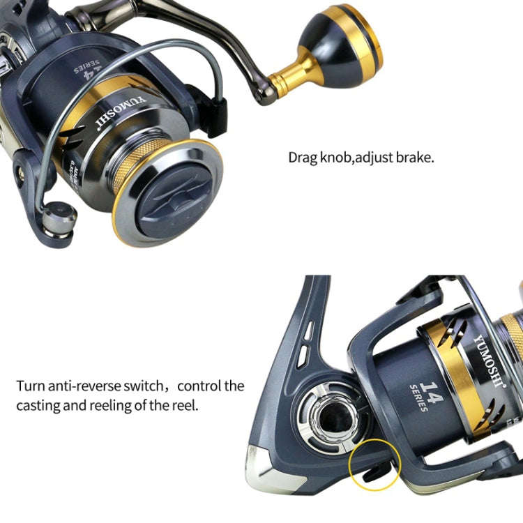 YUMOSHI KS5000 Spinning Fishing Reel Metal Rocker Metal Cup Reel