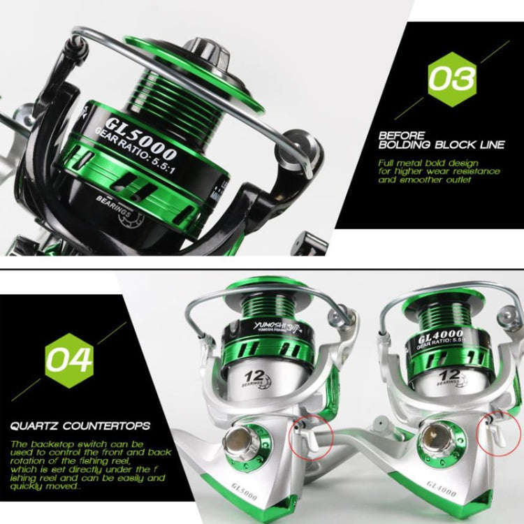 YUMOSHI GL Series Fishing Lines Spinning Reel, Specification: GL2000 Silver