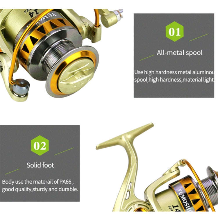 YUMOSHI JF7000 Spinning Fishing Reel 5.2:1 Gear Ratio Metal Spool Saltwater Fishing Tools
