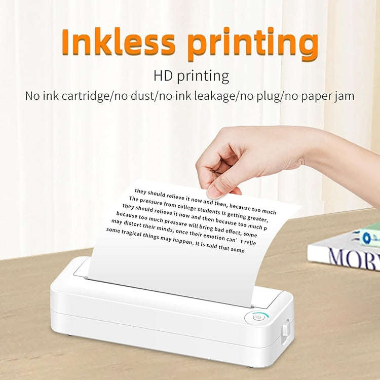 Bluetooth Connection Inkless A4 Printer Portable Mini Student Office Home Photo Printer, Model: X8