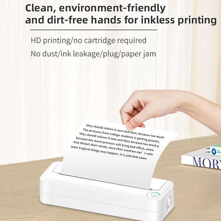Bluetooth Connection Inkless A4 Printer Portable Mini Student Office Home Photo Printer, Model: X8