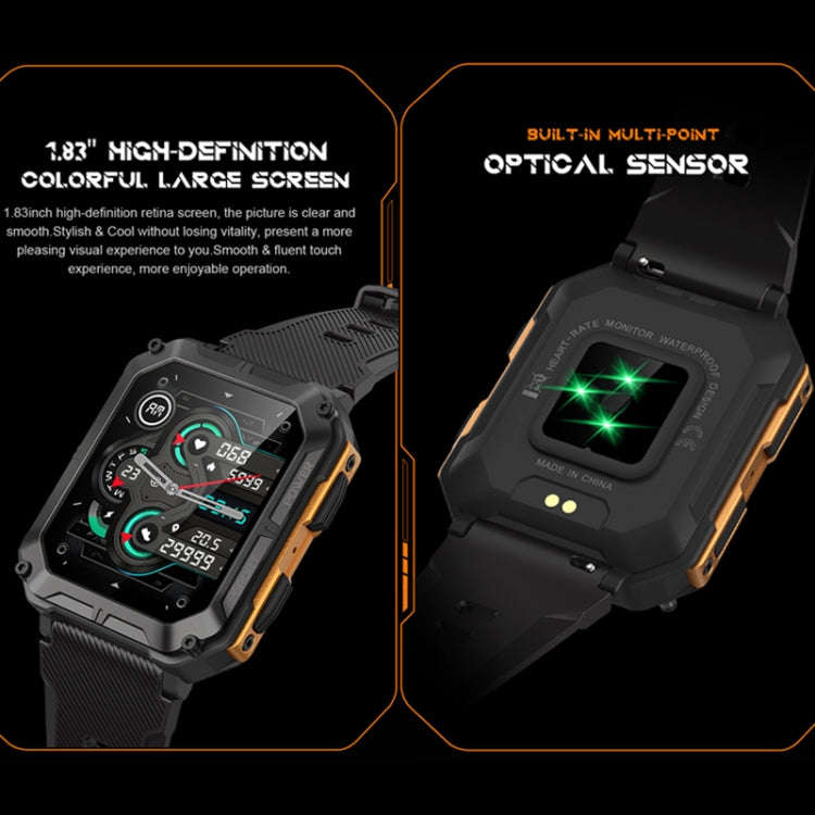 C20 Pro 1.83 Inch IP68 Waterproof Bluetooth Call Three-Proof Smart Sports Watch(Orange)