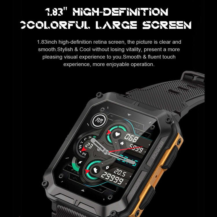 C20 Pro 1.83 Inch IP68 Waterproof Bluetooth Call Three-Proof Smart Sports Watch(Orange)