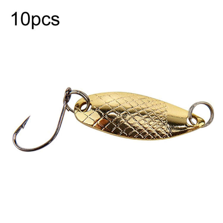 10pcs 2g Mesh Single Hook Spoon Type Horse Mouth Melon Sequins False Lures Fishing Lures(Gold)