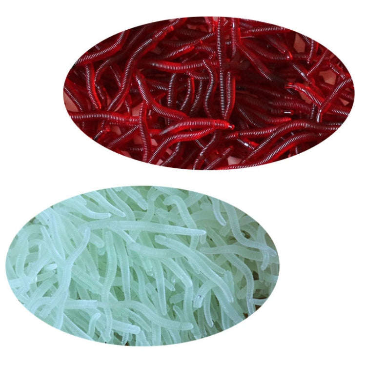 5bags 200pcs/bag 3.5cm Fishy Red Earthworm Fake Bait Luminous Fish Lure(Luminous Color)