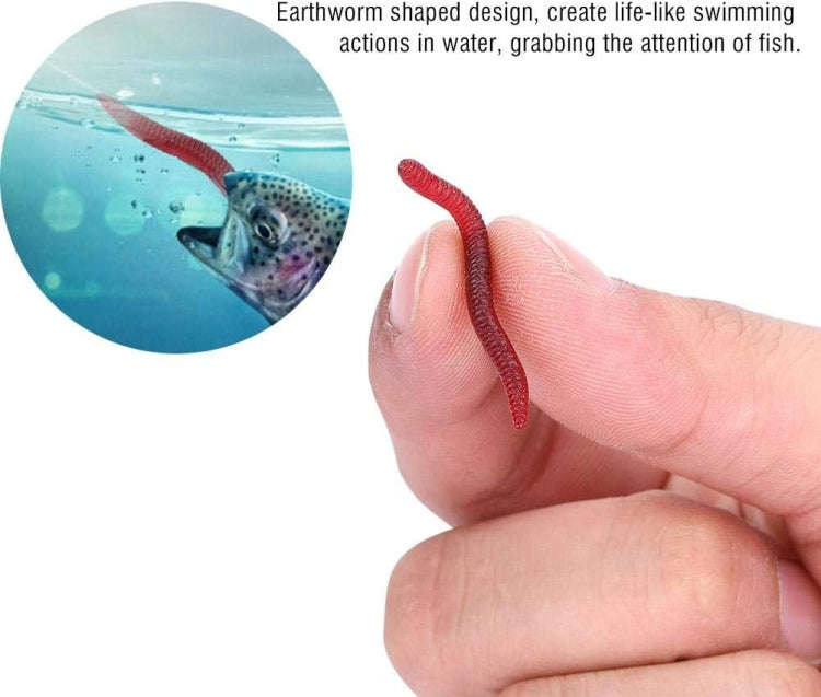 5bags 50pcs/bag 3.5cm Fishy Red Earthworm Fake Bait Luminous Fish Lure(Red)