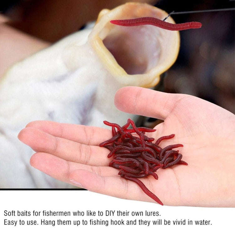 5bags 200pcs/bag 3.5cm Fishy Red Earthworm Fake Bait Luminous Fish Lure(Red)