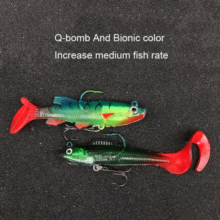 5pcs Roadrunner Soft Lures Leadheads Luminous Lures(Black T tail)