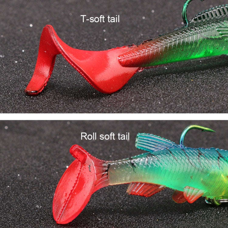 5pcs Roadrunner Soft Lures Leadheads Luminous Lures(Black T tail)