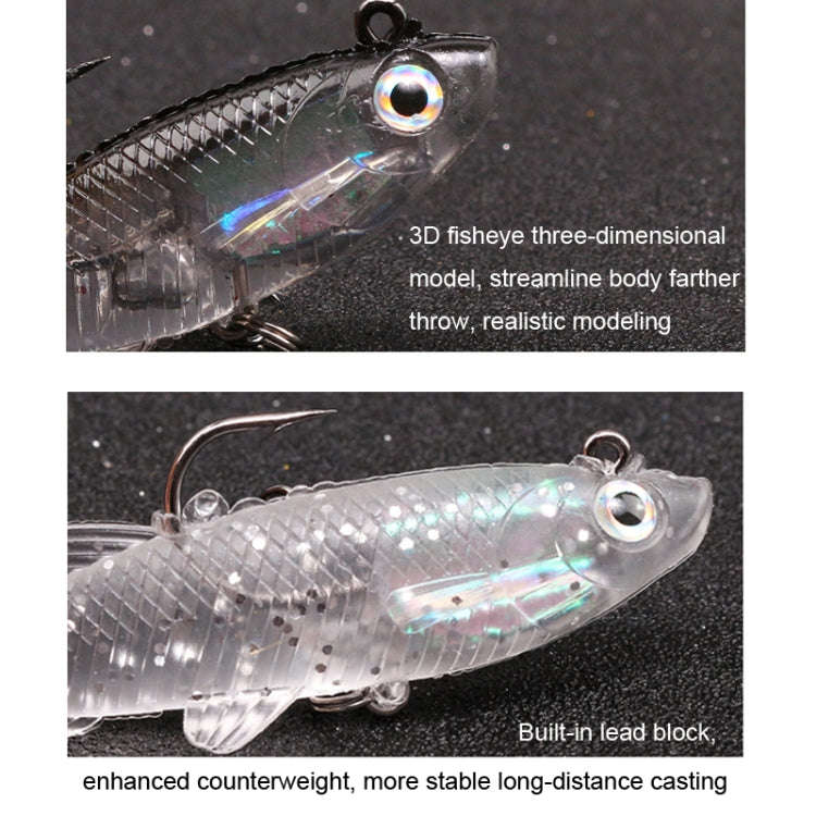 5pcs Roadrunner Soft Lures Leadheads Luminous Lures(Black T tail)