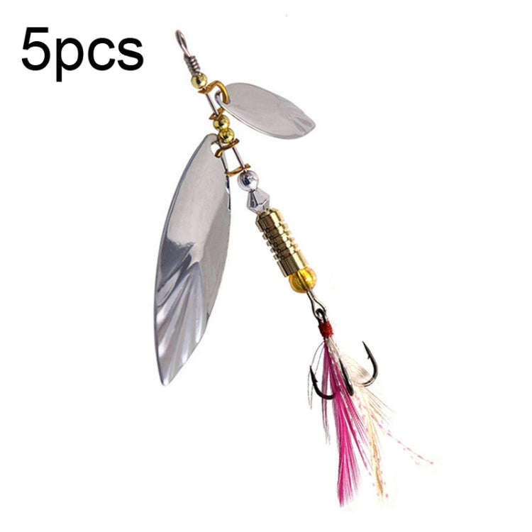 5pcs Rotation Luya Sequins Willow Leaf Feather Bait, Style: Copper Pendant Futaba 10g