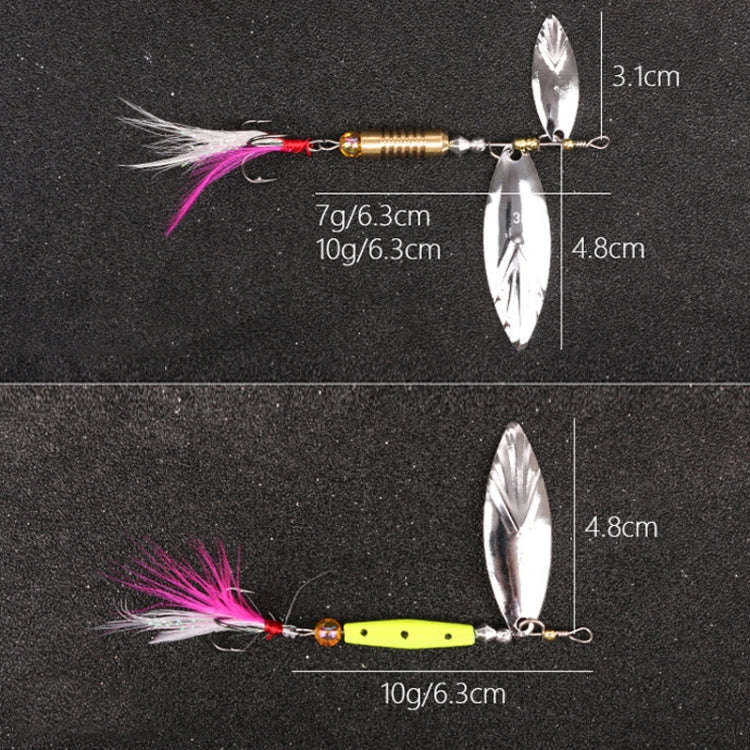 5pcs Rotation Luya Sequins Willow Leaf Feather Bait, Style: Lead Pendant  7g