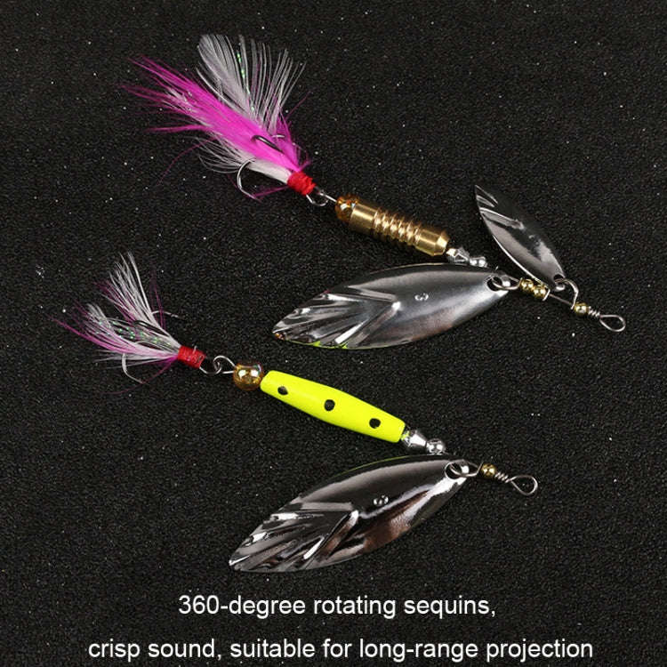 5pcs Rotation Luya Sequins Willow Leaf Feather Bait, Style: Copper Pendant Futaba 10g