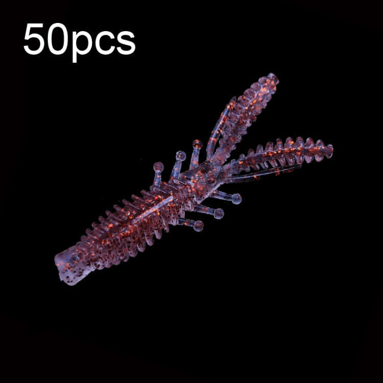 50pcs Small Reverse Threaded Floating Inverted Shrimp Bait(Flash Red)