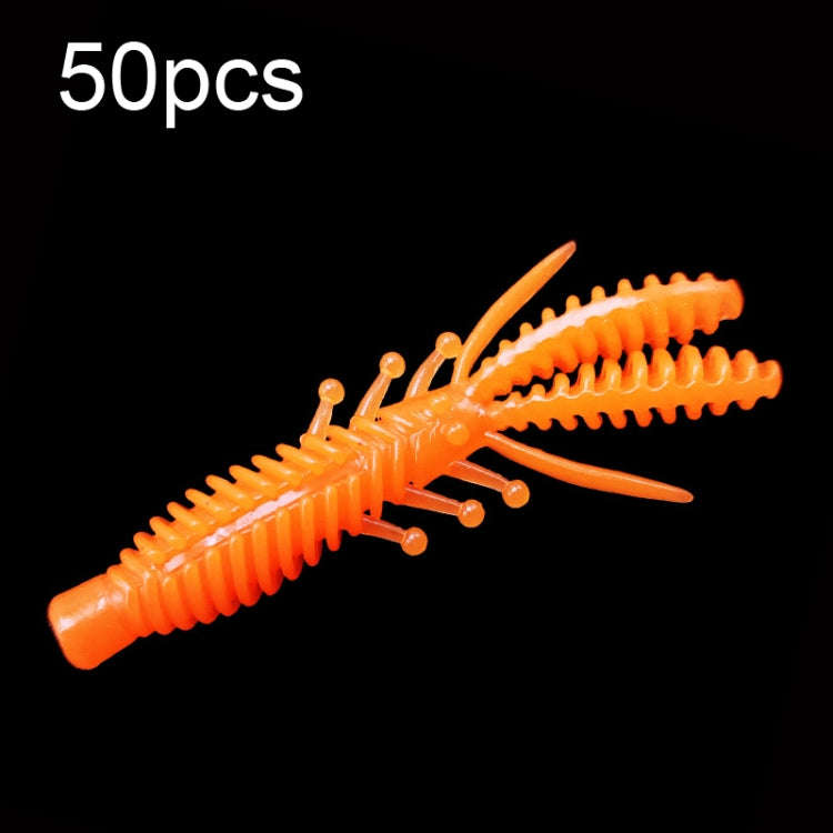 50pcs Small Reverse Threaded Floating Inverted Shrimp Bait(Orange)