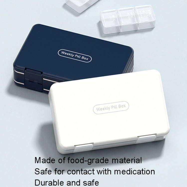 24 Grid Large Capacity Sealing Pills Case 3 Times A Day 7 Day Medicine Organizer Box(Blue)