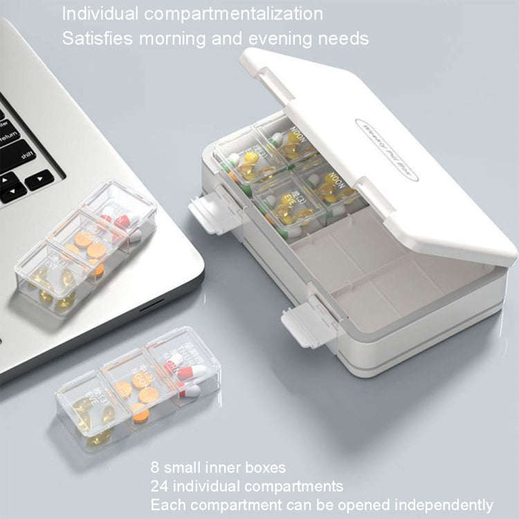 24 Grid Large Capacity Sealing Pills Case 3 Times A Day 7 Day Medicine Organizer Box(Blue)