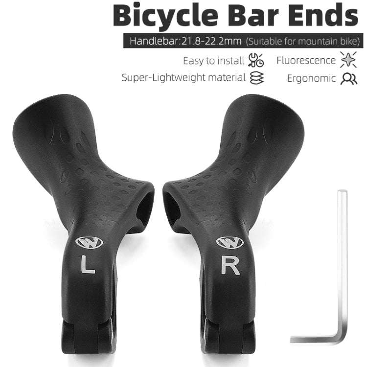 WEST BIKING Bike Cow Horns Fluorescent Deputy Handle Riding Equipment(Black)